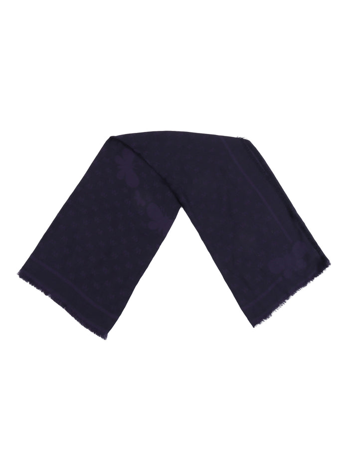 Shawl Blue Viscose Virgin Wool Scarf