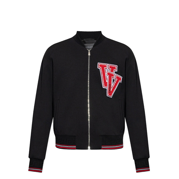 Patch Bomber Jacket Black Virgin Wool