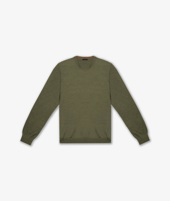 Crew Neck Sweater Olive Maglieria Basica Leggera