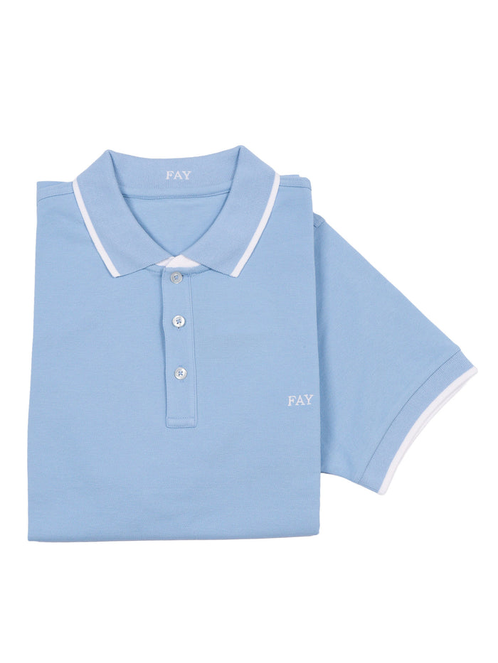 DB COLLAR PIQUET POLO Light Blue Cotton Elastane Shirt