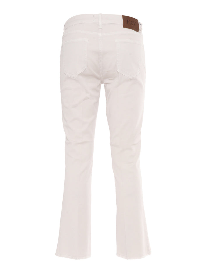 CROPPED FRINGED PANTS Brown Cotton Elastane Straight Jeans