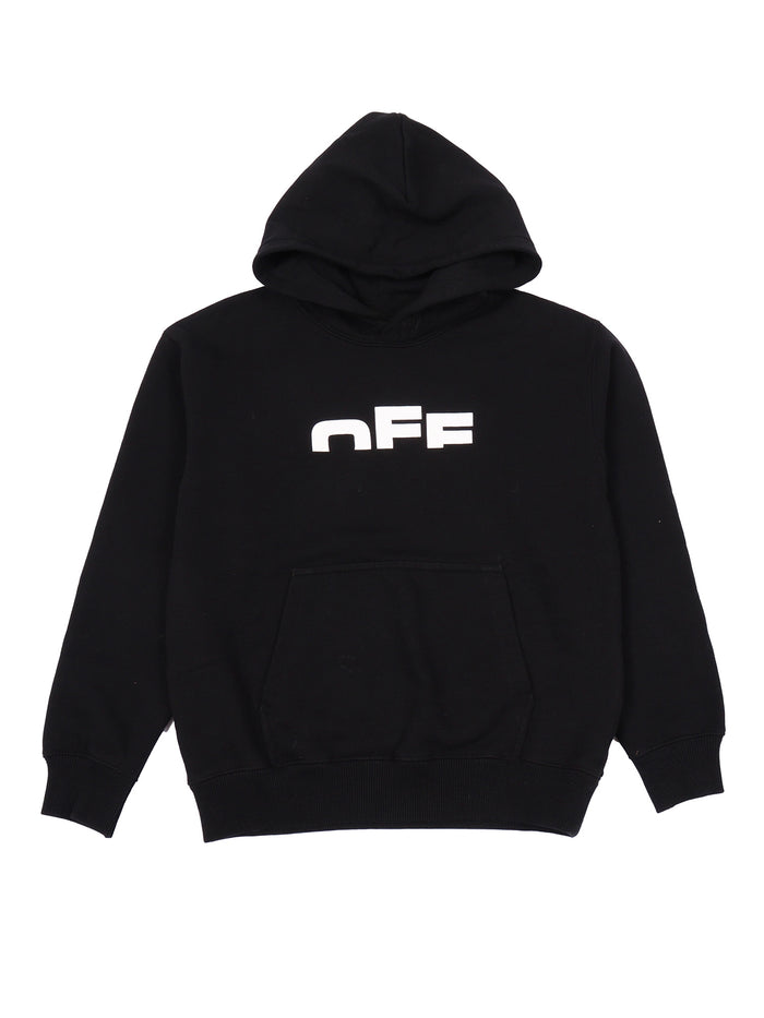 Type Logo Hoodie Black - White Sweatshirt