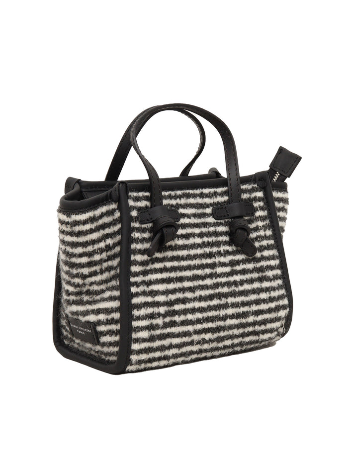 Leather And Fabric Bag Black Shoulder