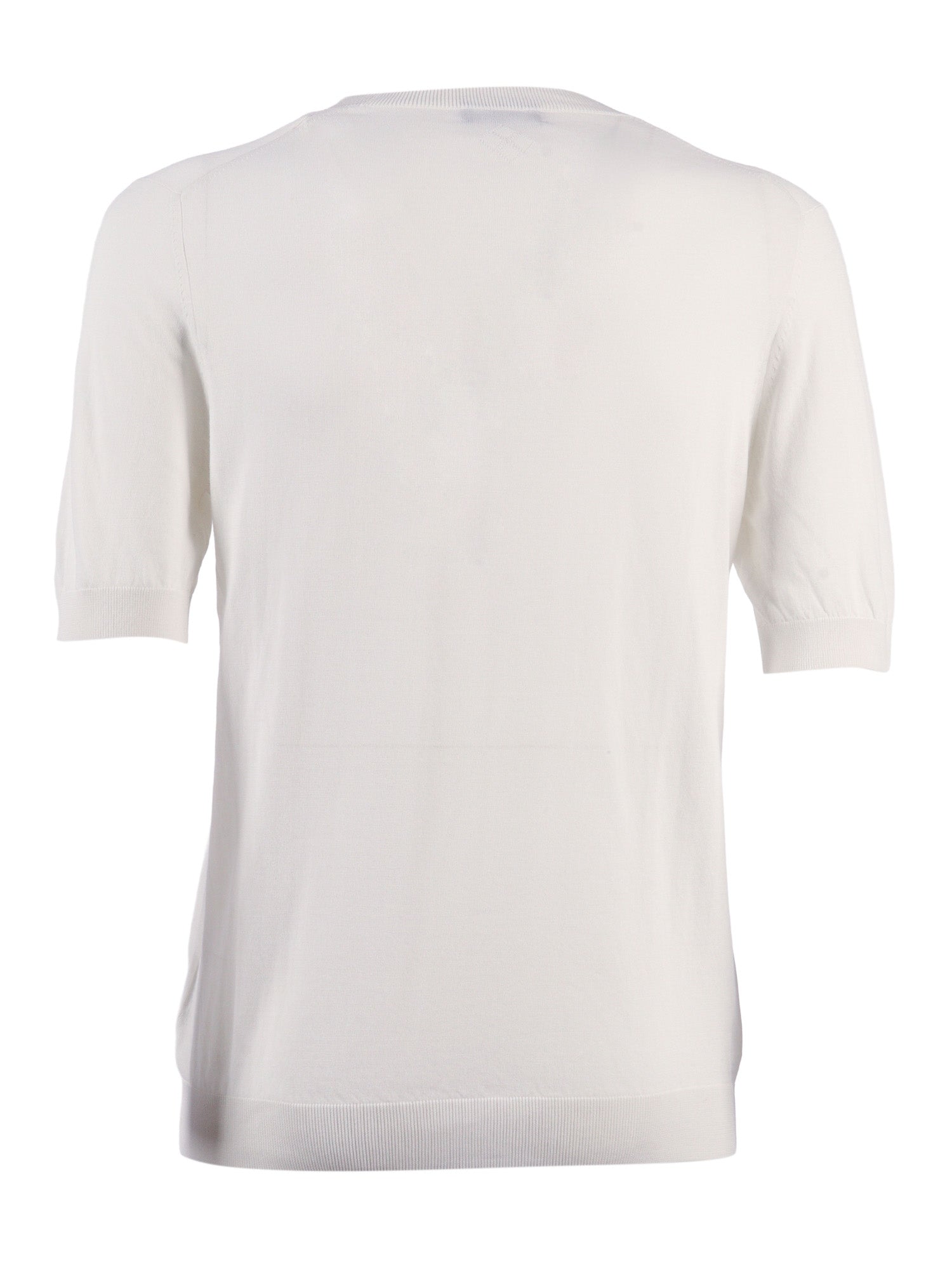 Short Sleeve Pullover White Cotton Turtleneck