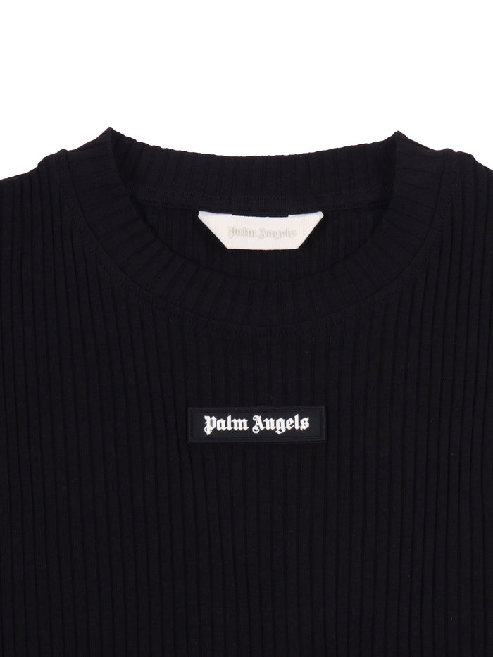 Logo Rib Baby Tee S-S Girl Black Cotton Elastane Short Sleeves T-shirt
