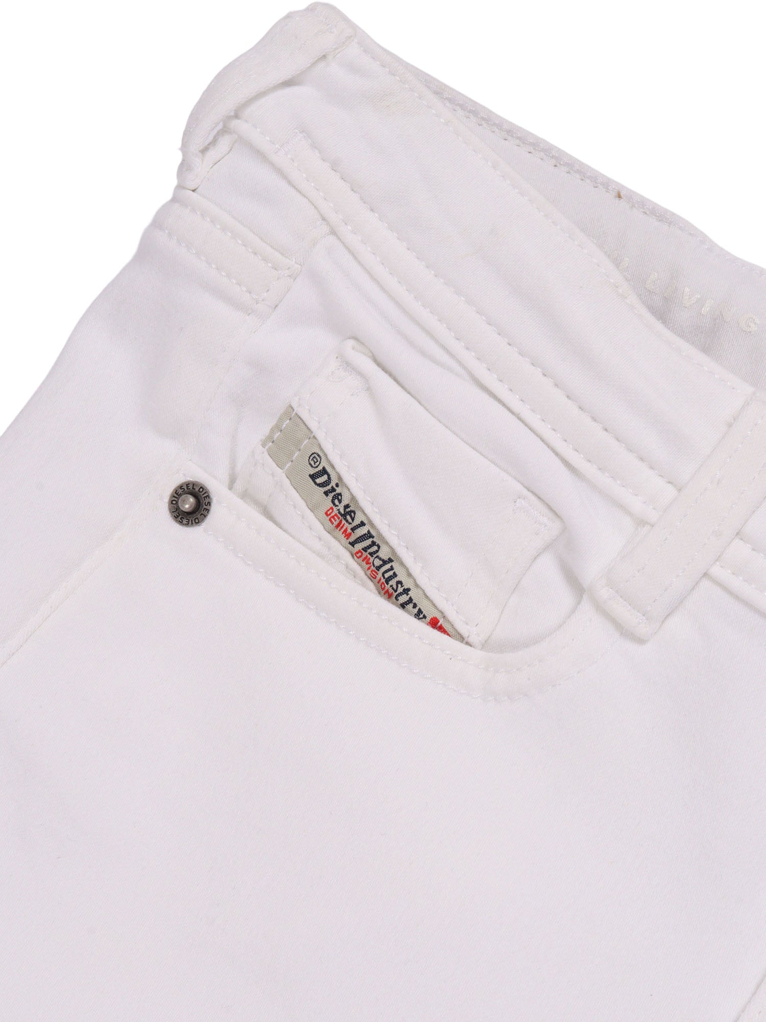 5 pockets White Cotton Elastane Jean