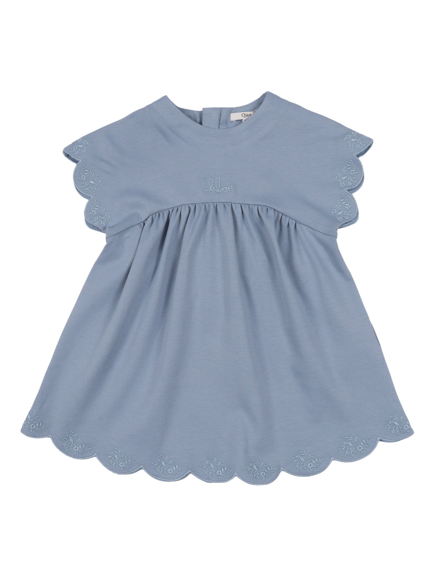 SHORT SLEEVE DRESS Blue Cotton