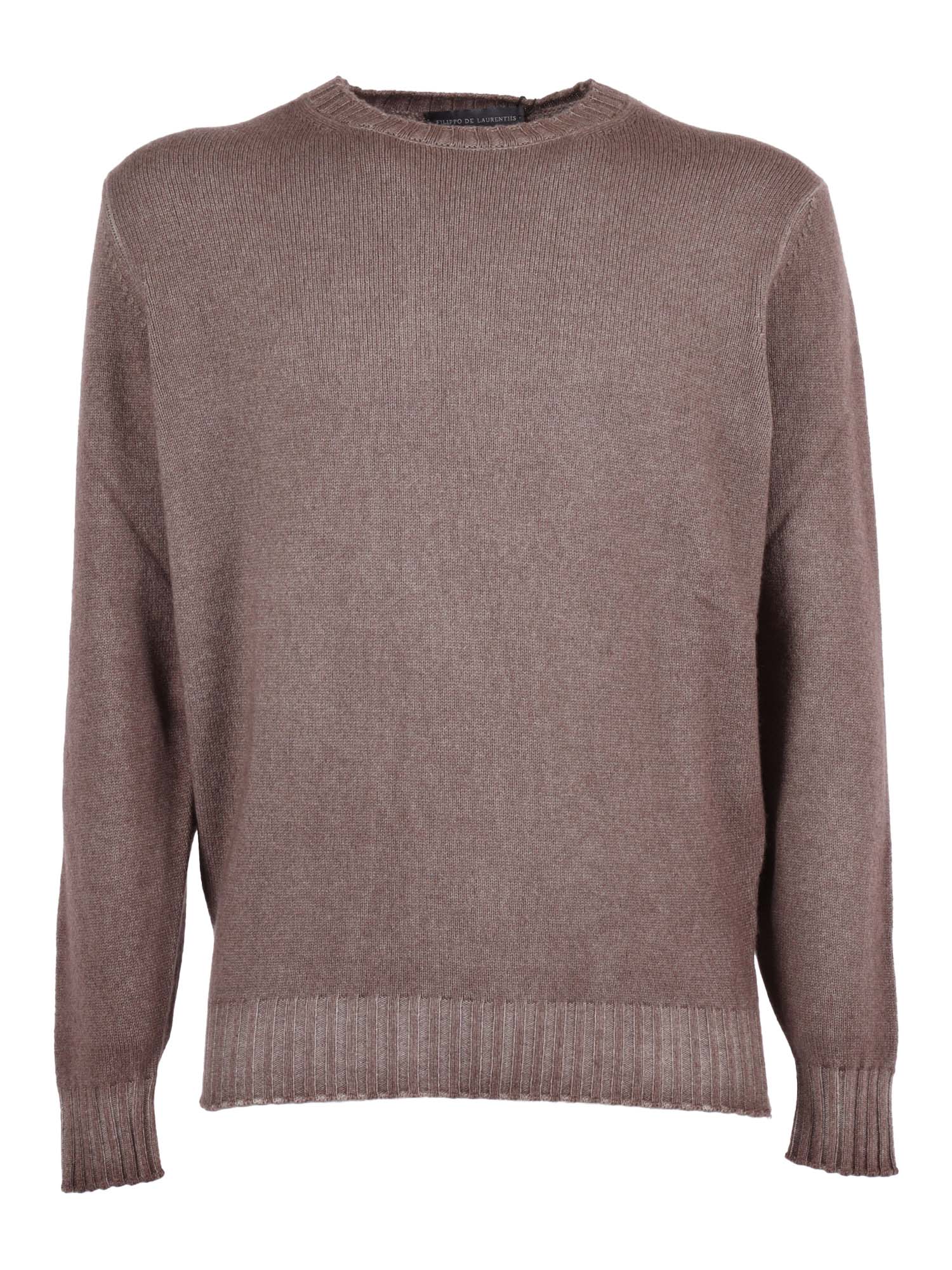 Ls Crew Neck Sweater Brown Virgin Wool Cashmere Crewneck