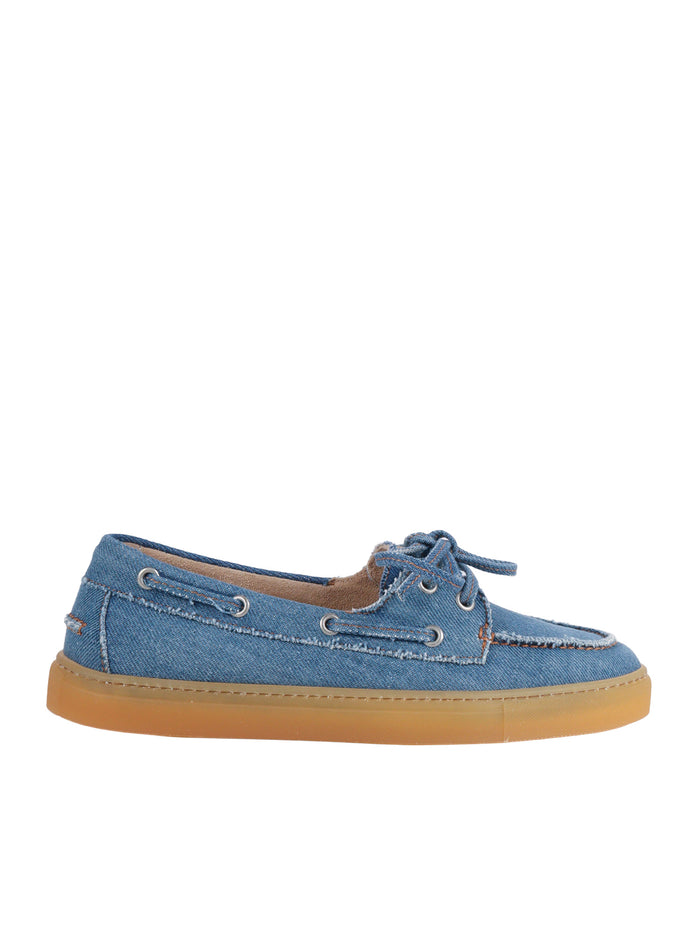 Woman Denim Loafer Light Blue Textile Fiber