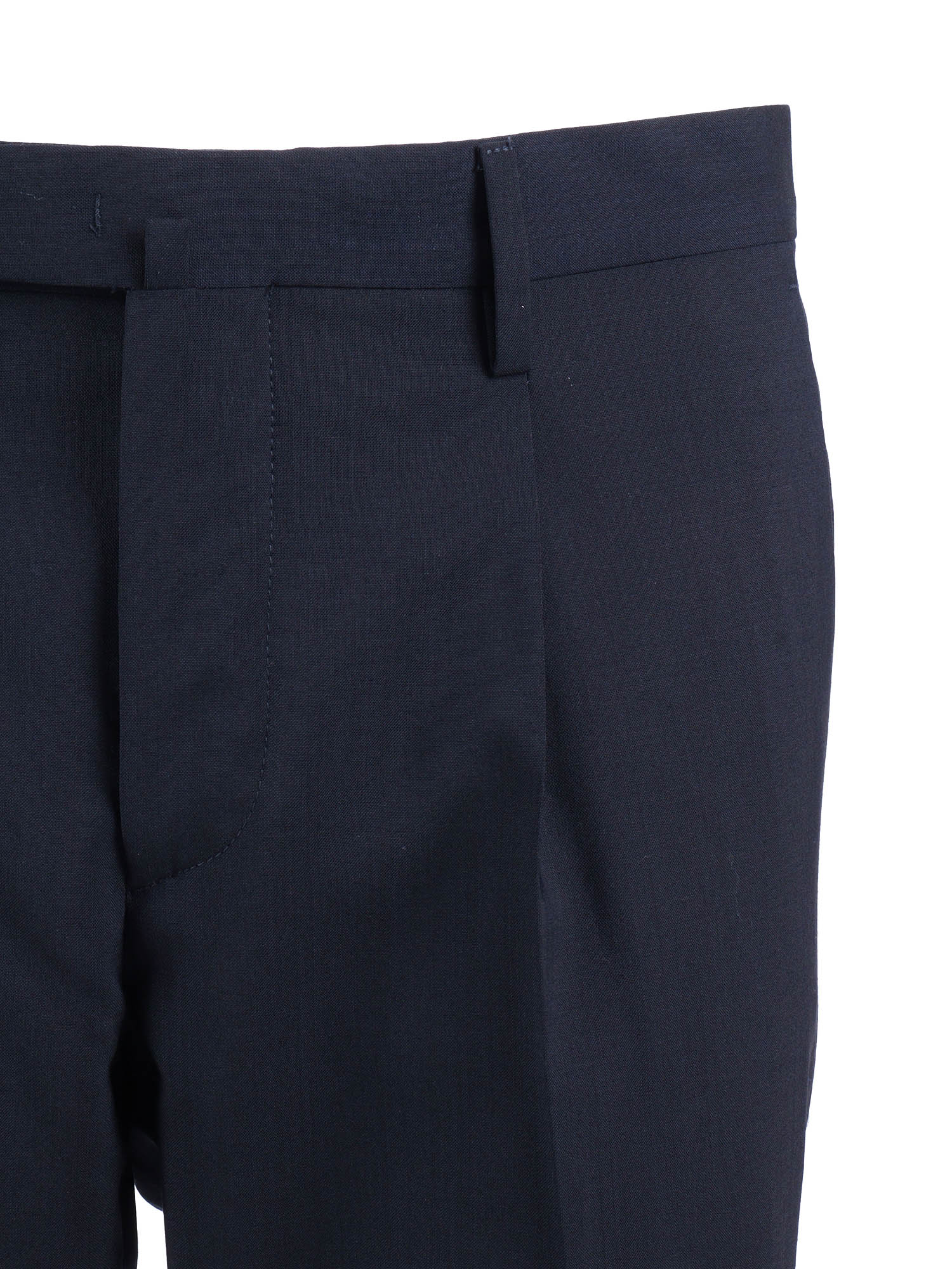 TROUSERS Blue Virgin Wool Polyester Pant