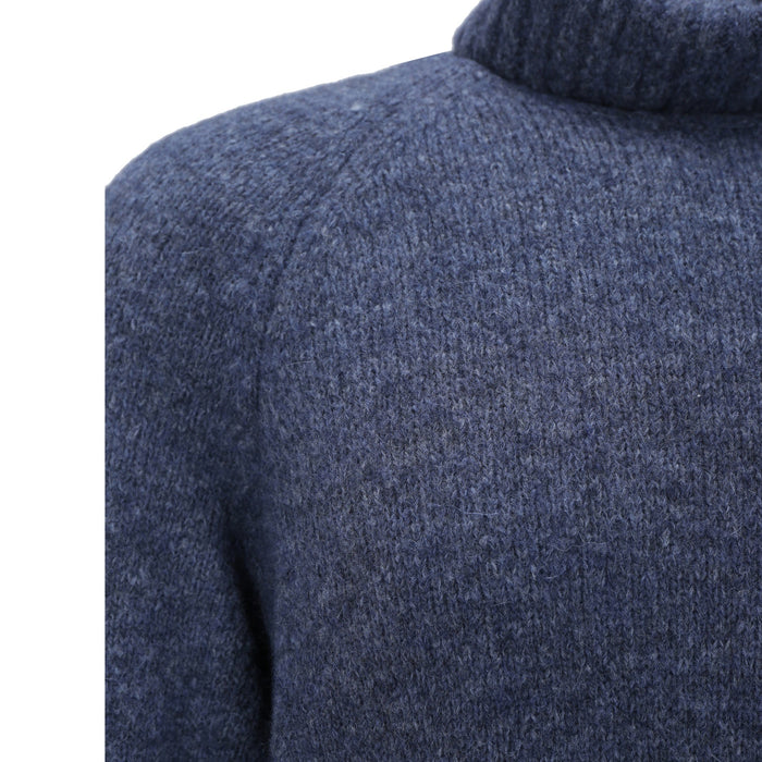 Turtleneck Sweater Blue Alpaca Polyamide Wool