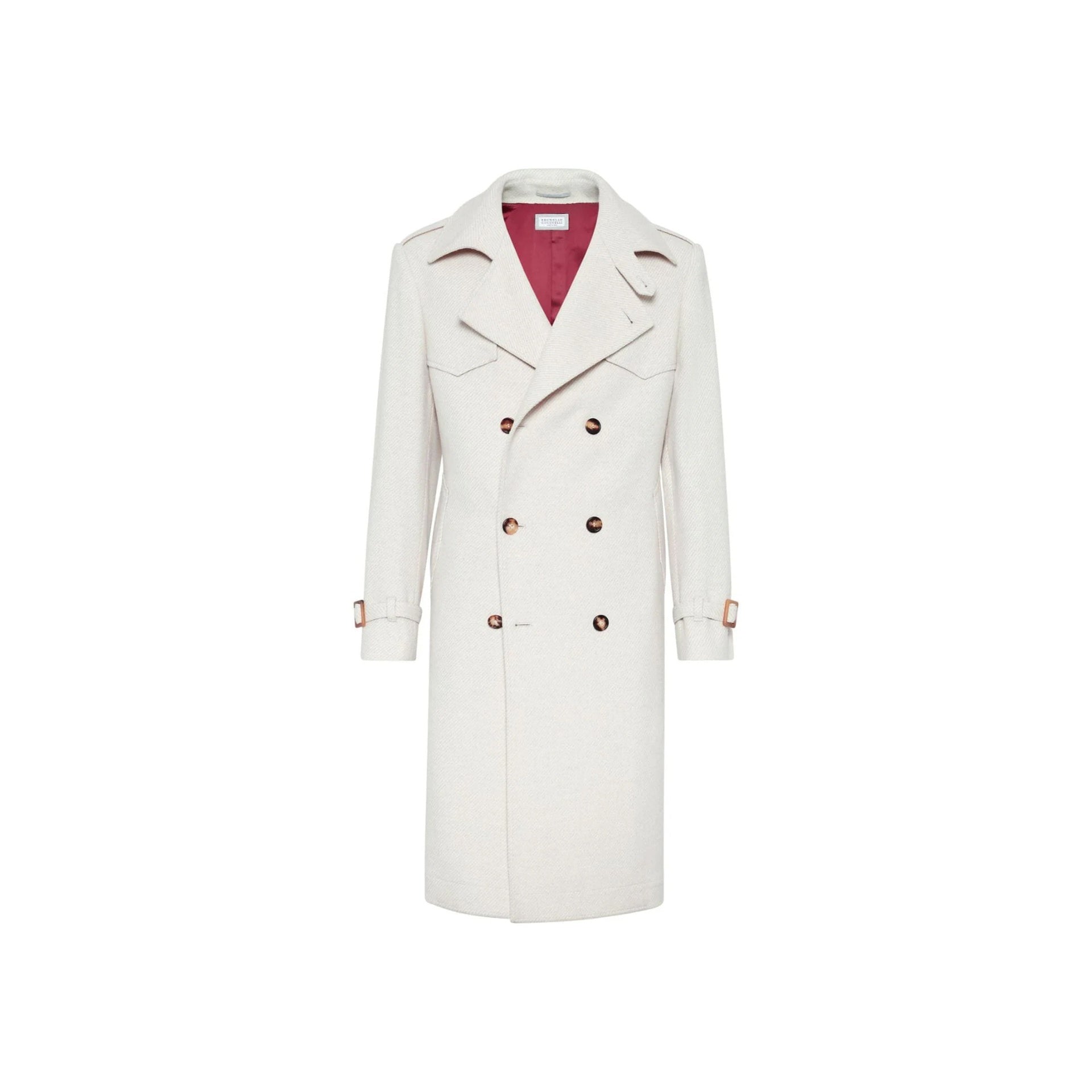 Wool Trench Coat Beige Cashmere Silk