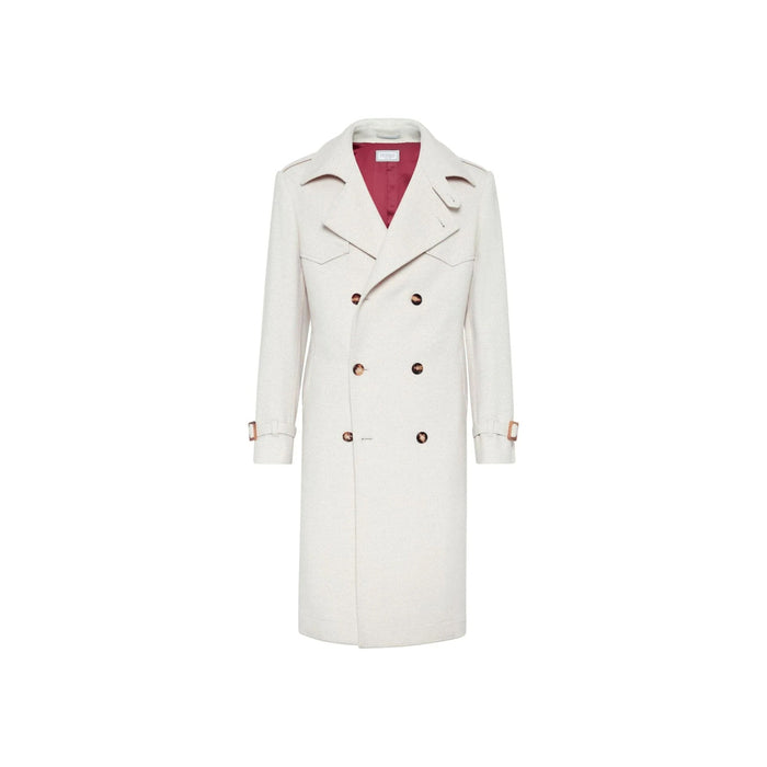 Wool Trench Coat Beige Cashmere Silk