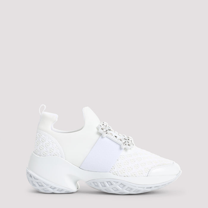 Run Strass Buckle Sneakers White Polyester Elastan