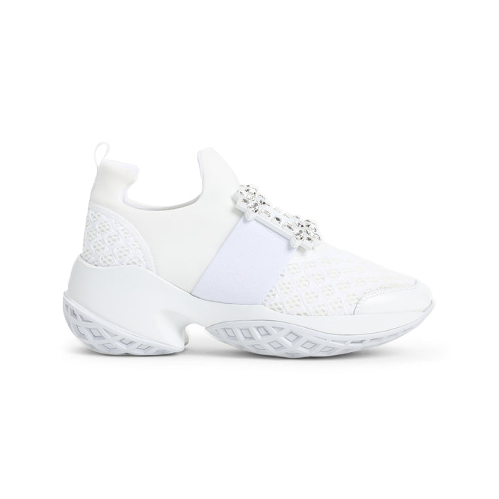Run Strass Buckle Sneakers White Polyester Elastan