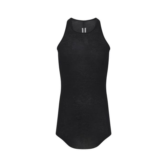 Basic Rib Tank Top Black Viscose Silk Tshirt