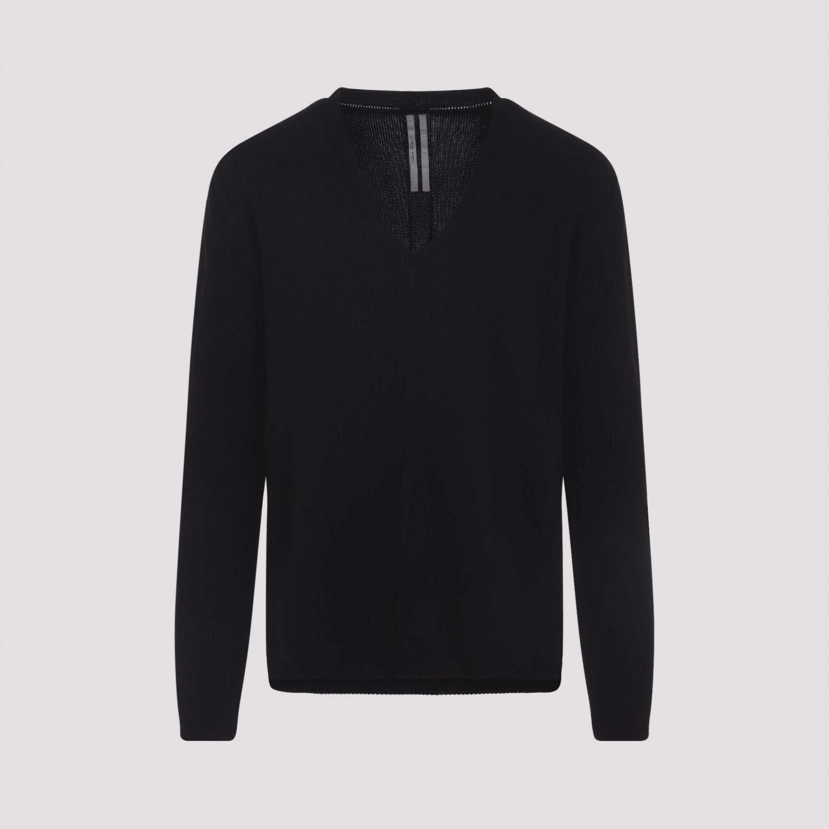 Oversized Extreme V-neck Pullover Black Cotton Sweater