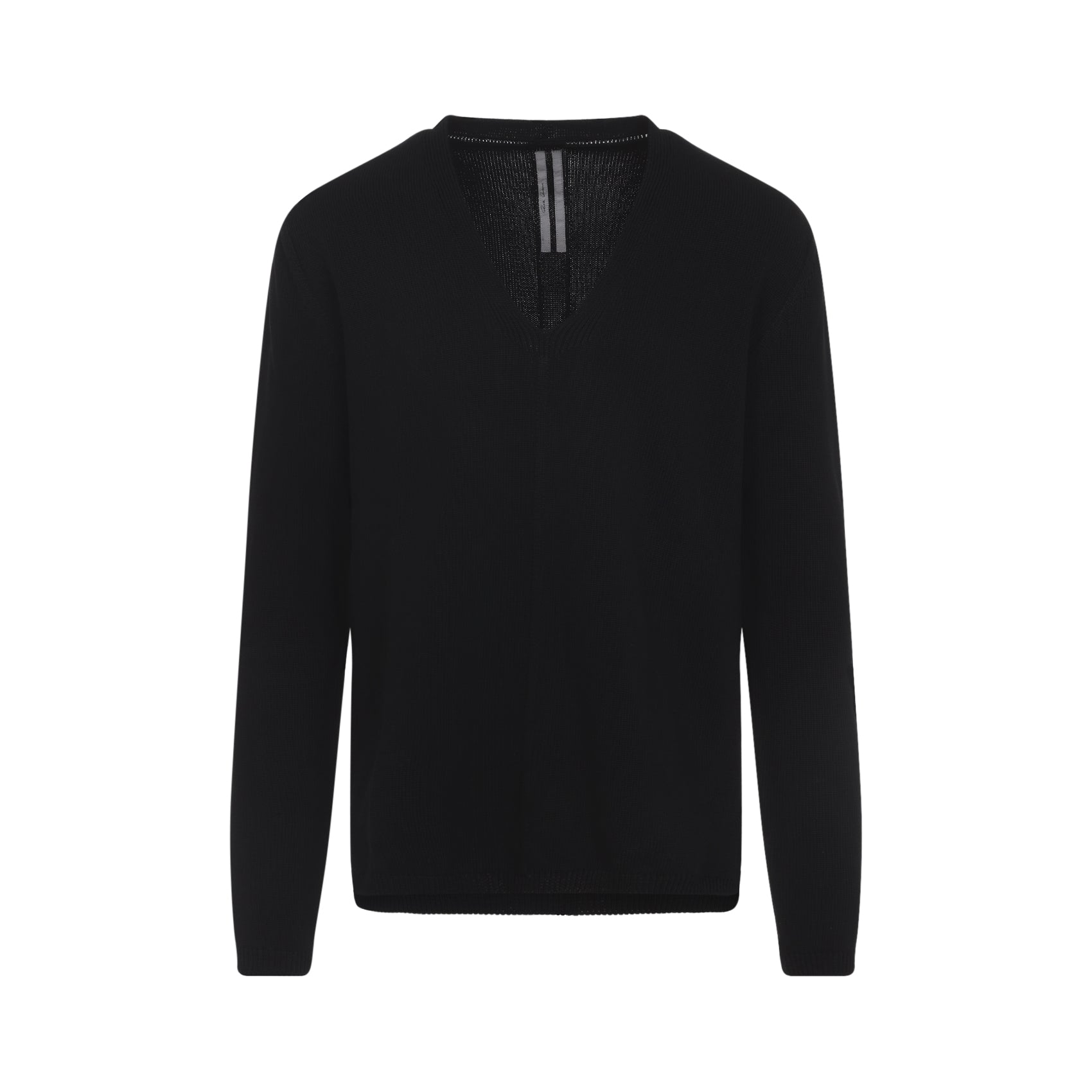 Oversized Extreme V-neck Pullover Black Cotton Sweater