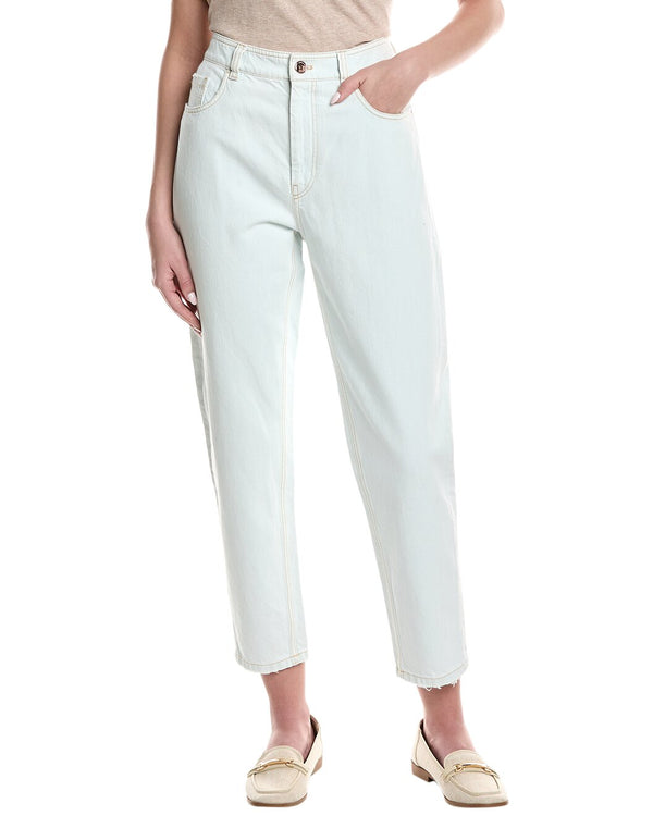 Brunello Cucinelli Womens Light Blue Cotton Trousers