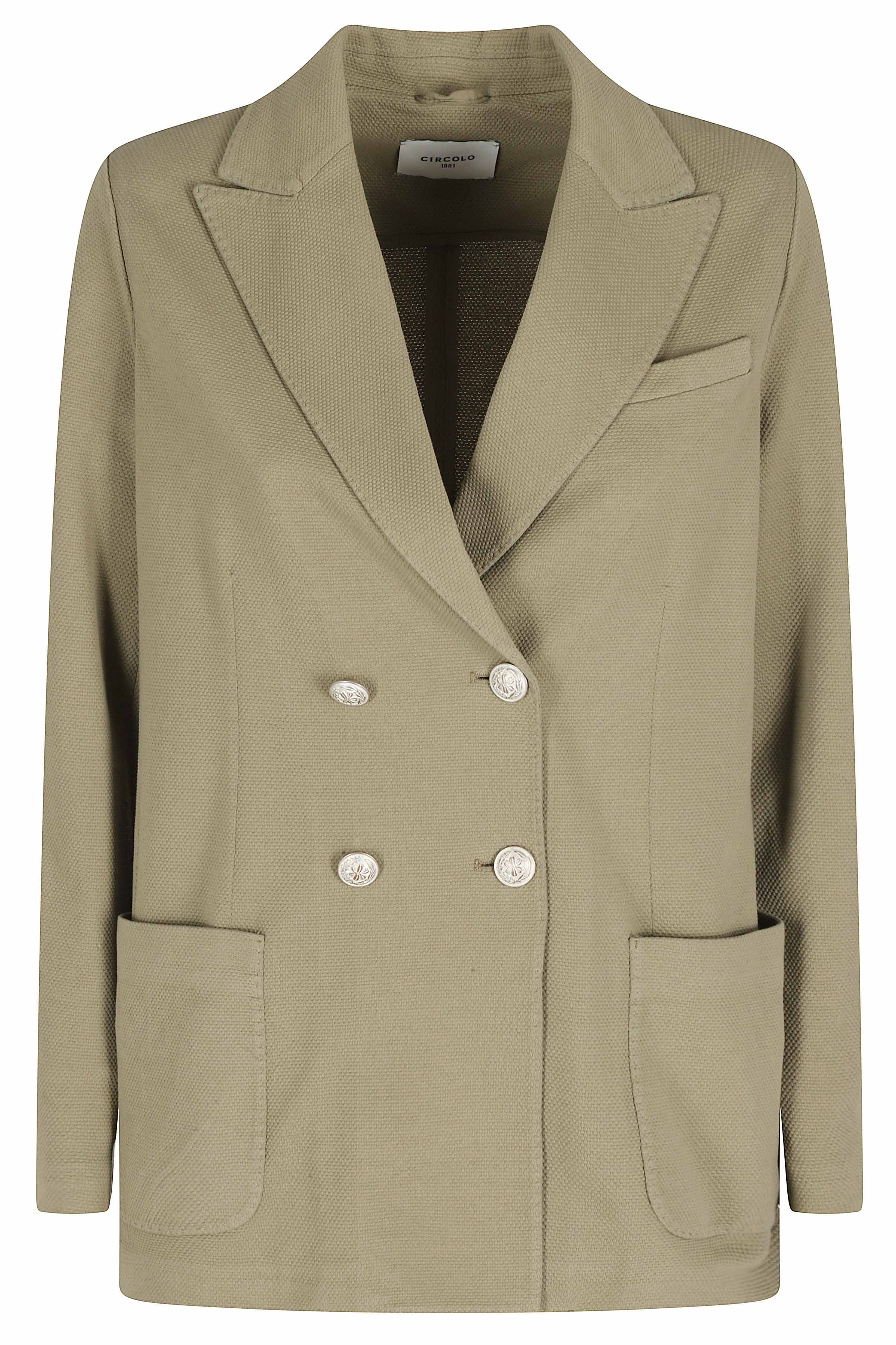 Double Breasted Green Cotone Elastane Blazer