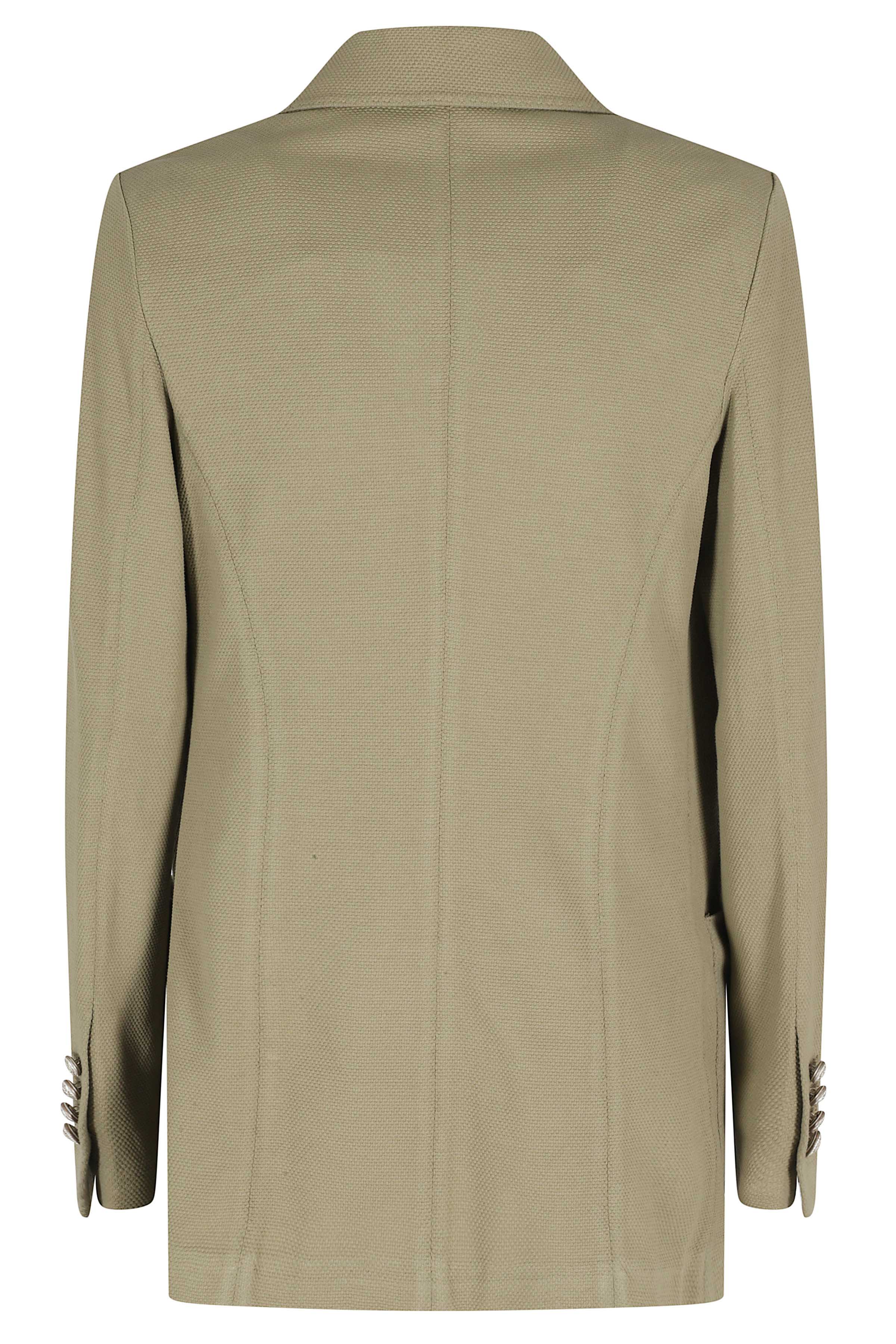 Double Breasted Green Cotone Elastane Blazer