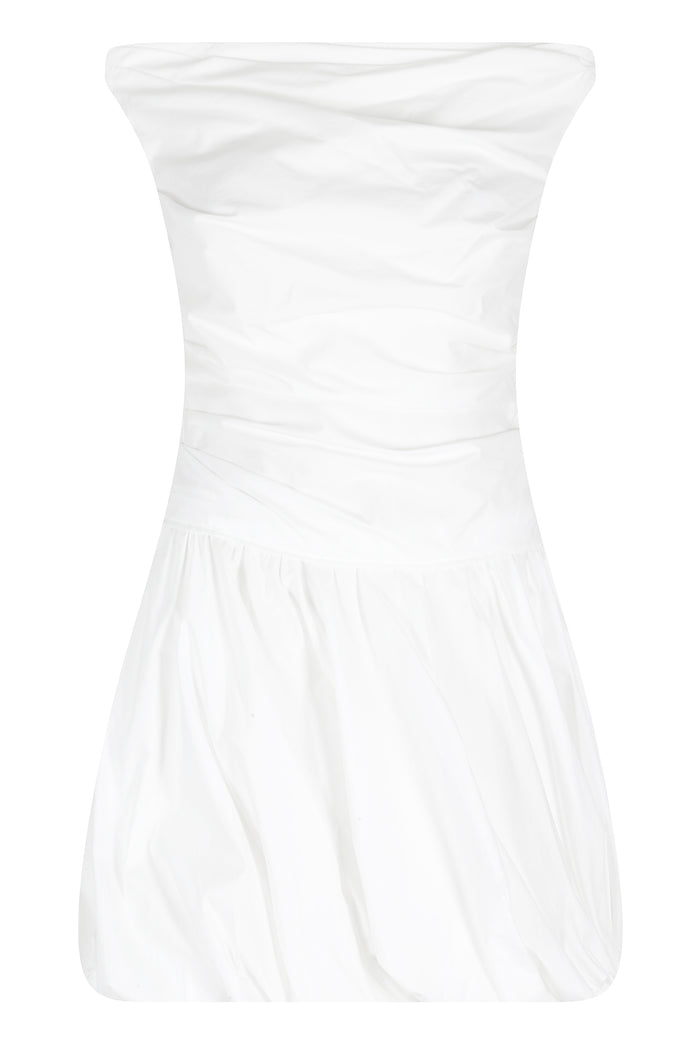 Salina Cotton Bubble Mini Dress White Cotone Abito