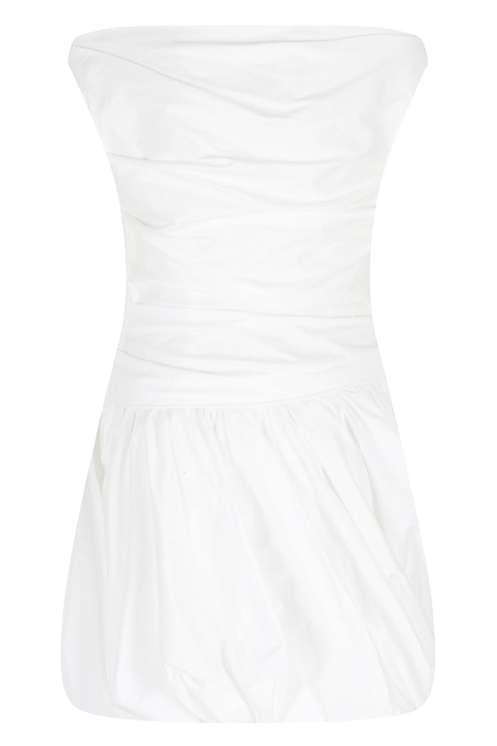 Salina Cotton Bubble Mini Dress White Cotone Abito