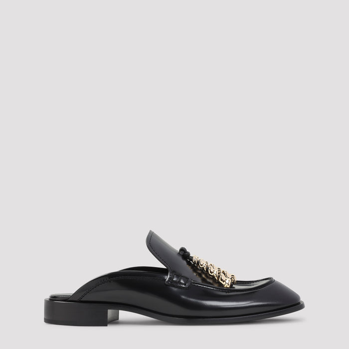 Edge Loafer Mule Black Calf Skin Lambskin