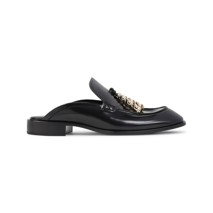 Edge Loafer Mule Black Calf Skin Lambskin
