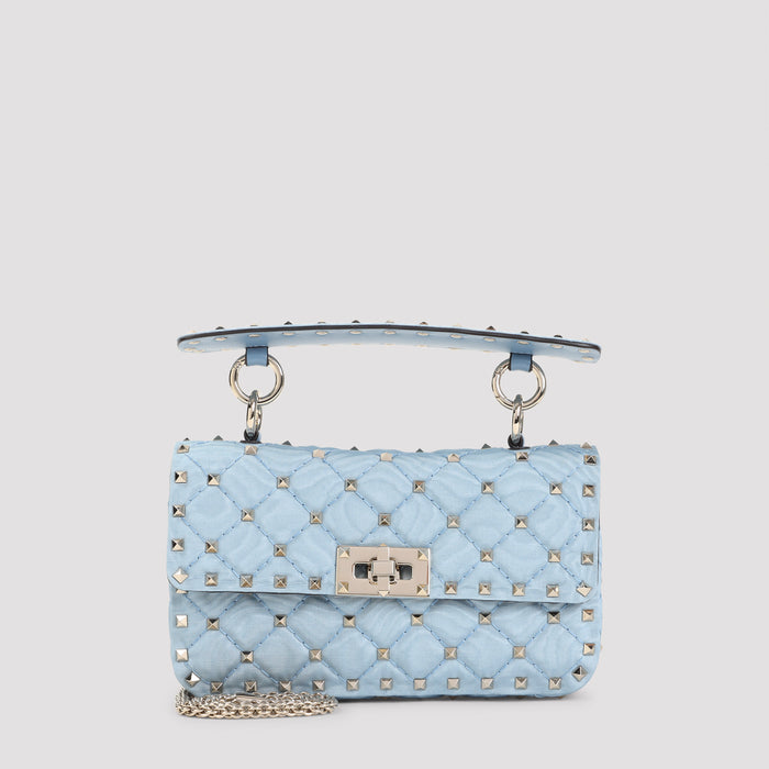 Small Shoulder Bag Blue Textile Leather Rubber