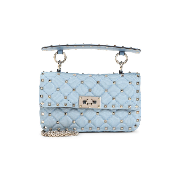 Small Shoulder Bag Blue Textile Leather Rubber