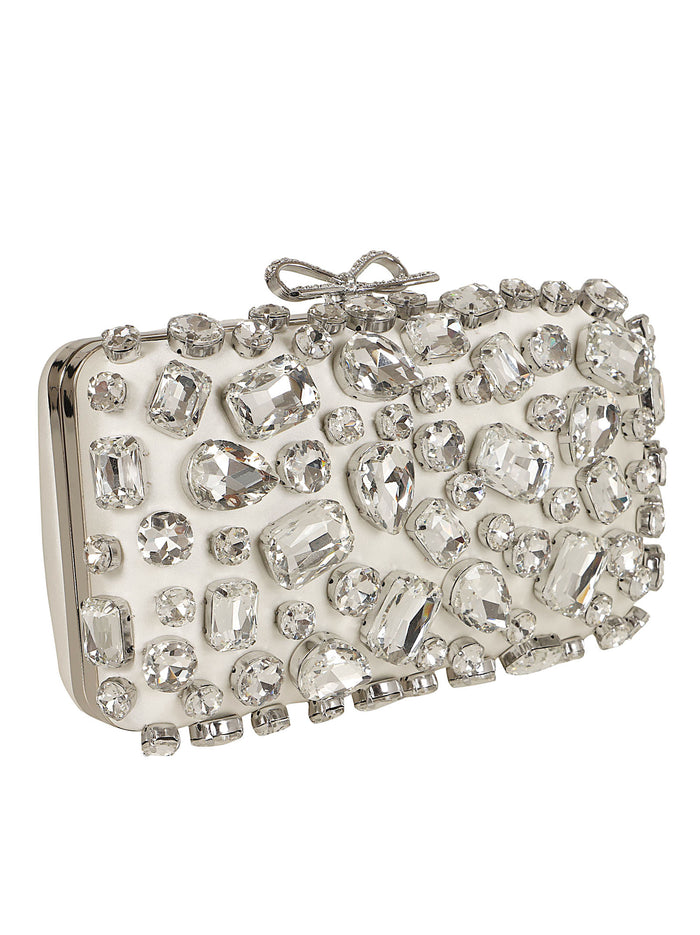 Cream Satin Crystal Clutch Bag Nude & Neutrals Borsa