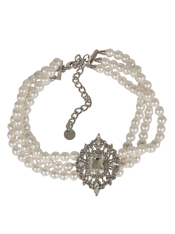 Crystal Pearl Choker Nude & Neutrals Copper Gioielli