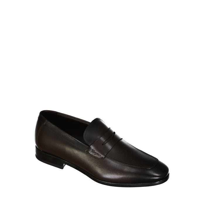 Gray Loafers Brown Leather