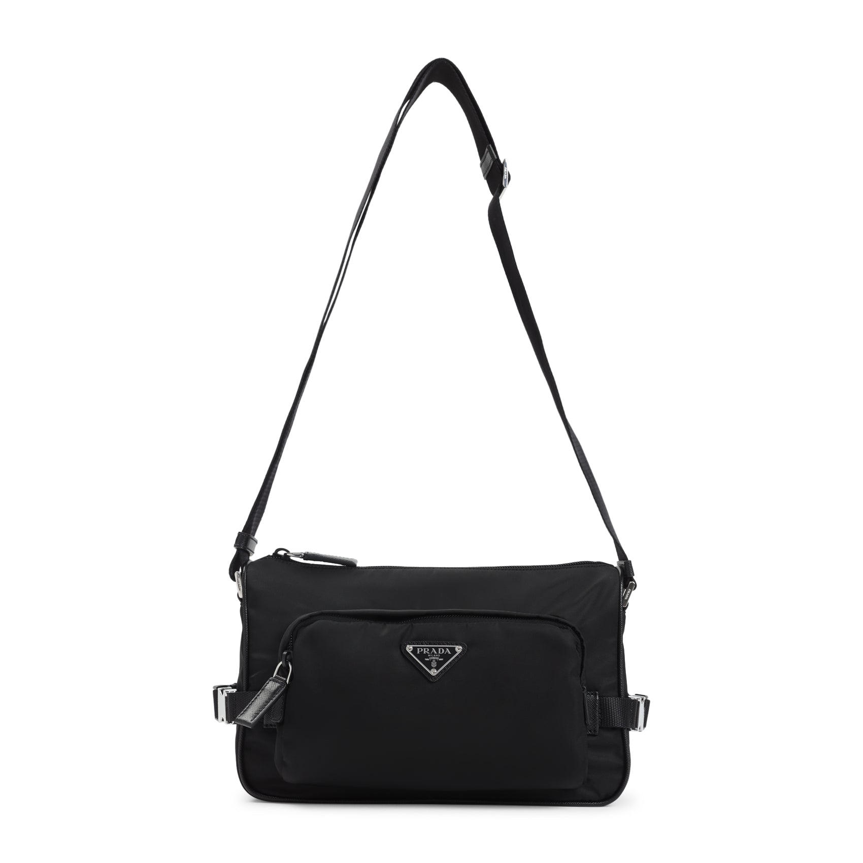 Re-Nylon And Leather Shoulder Bag Black Polyamide