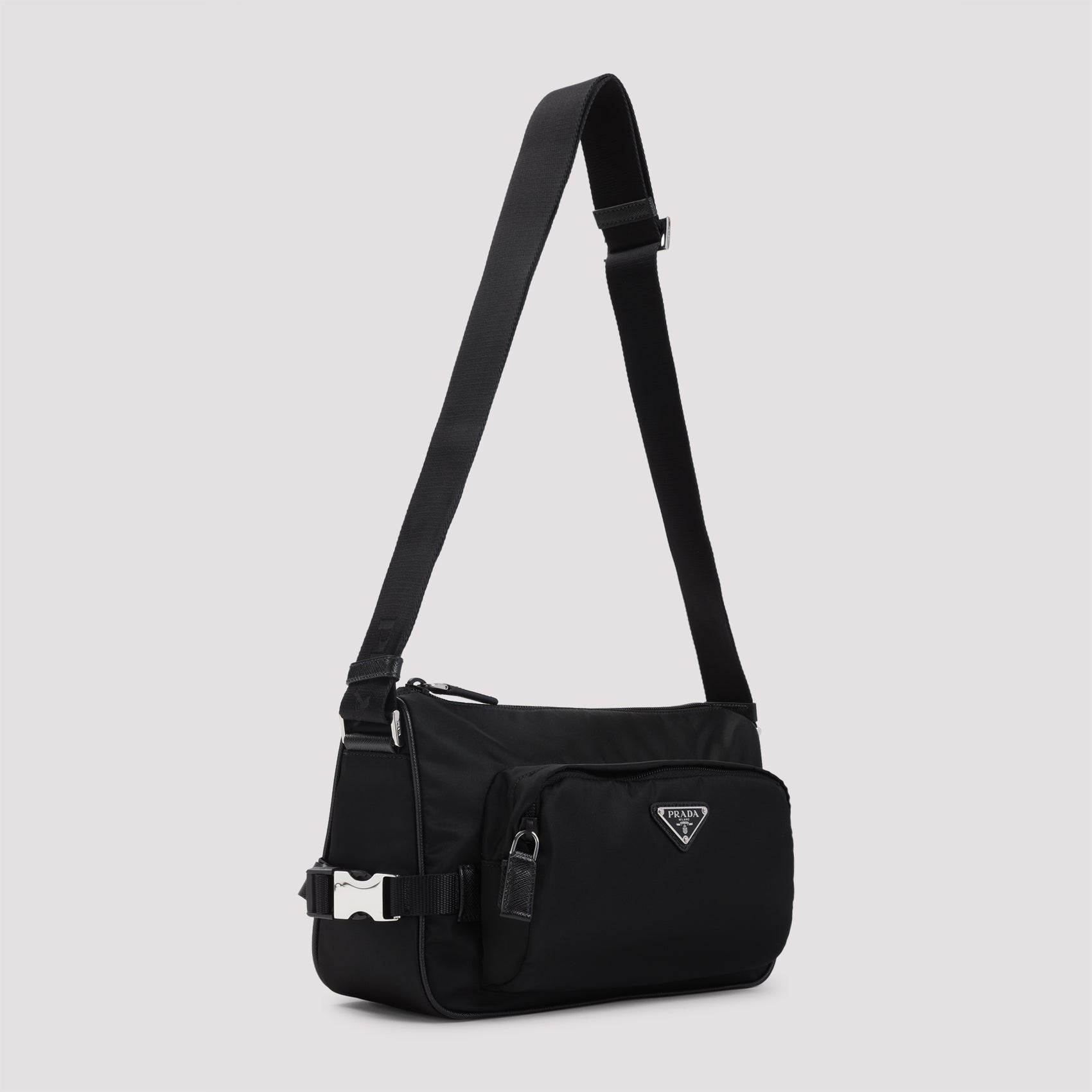 Re-Nylon And Leather Shoulder Bag Black Polyamide