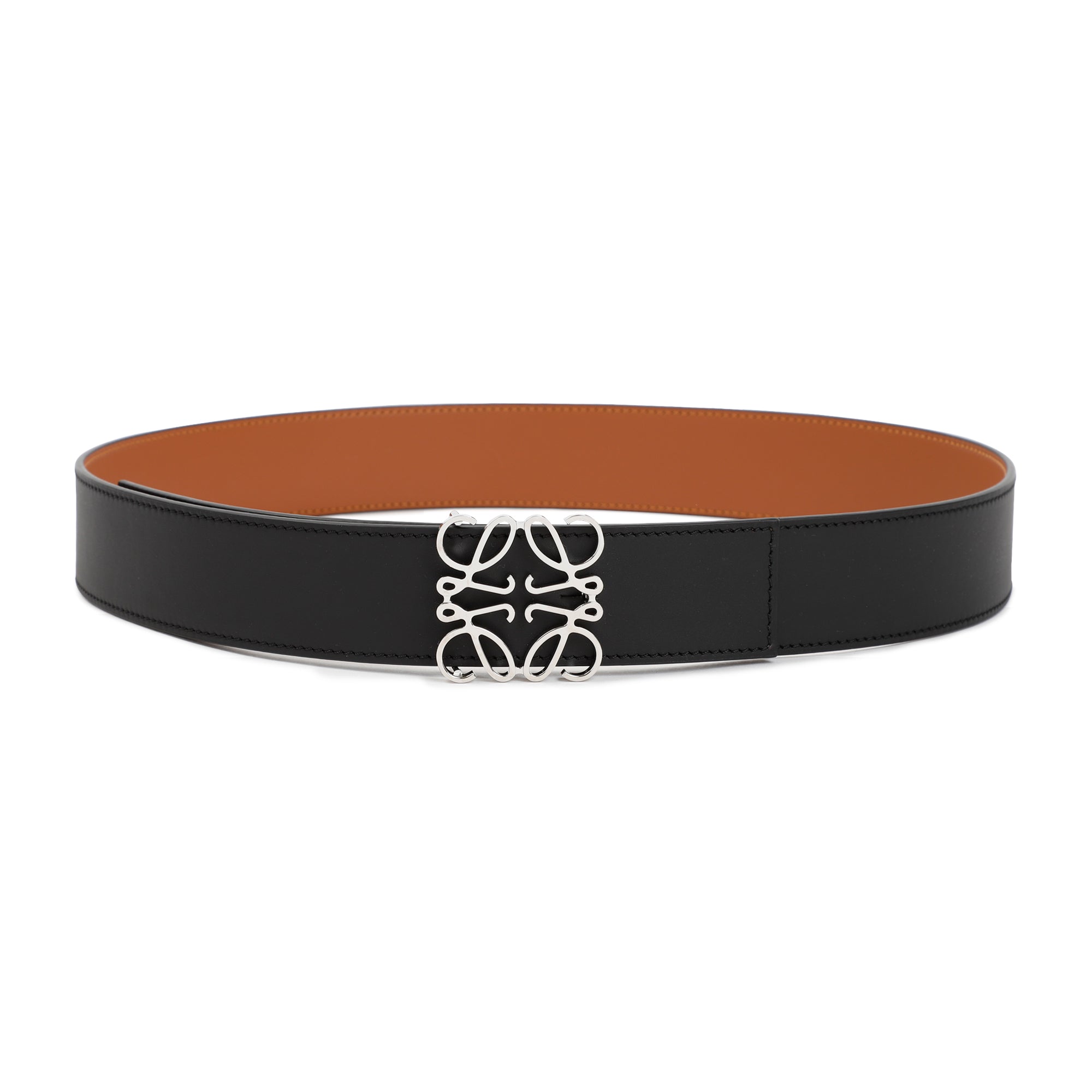 Anagram Reversible 4cm Belt Black Calf Skin