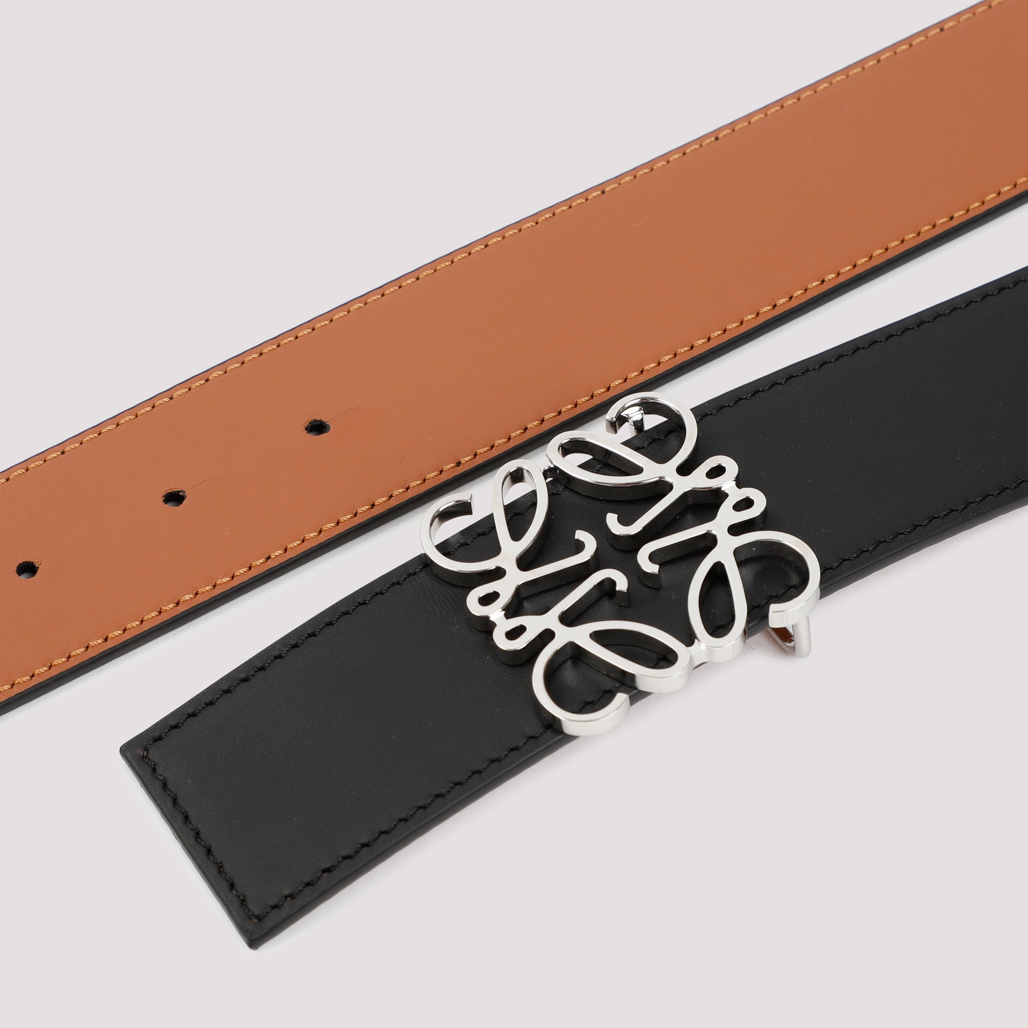 Anagram Reversible 4cm Belt Black Calf Skin