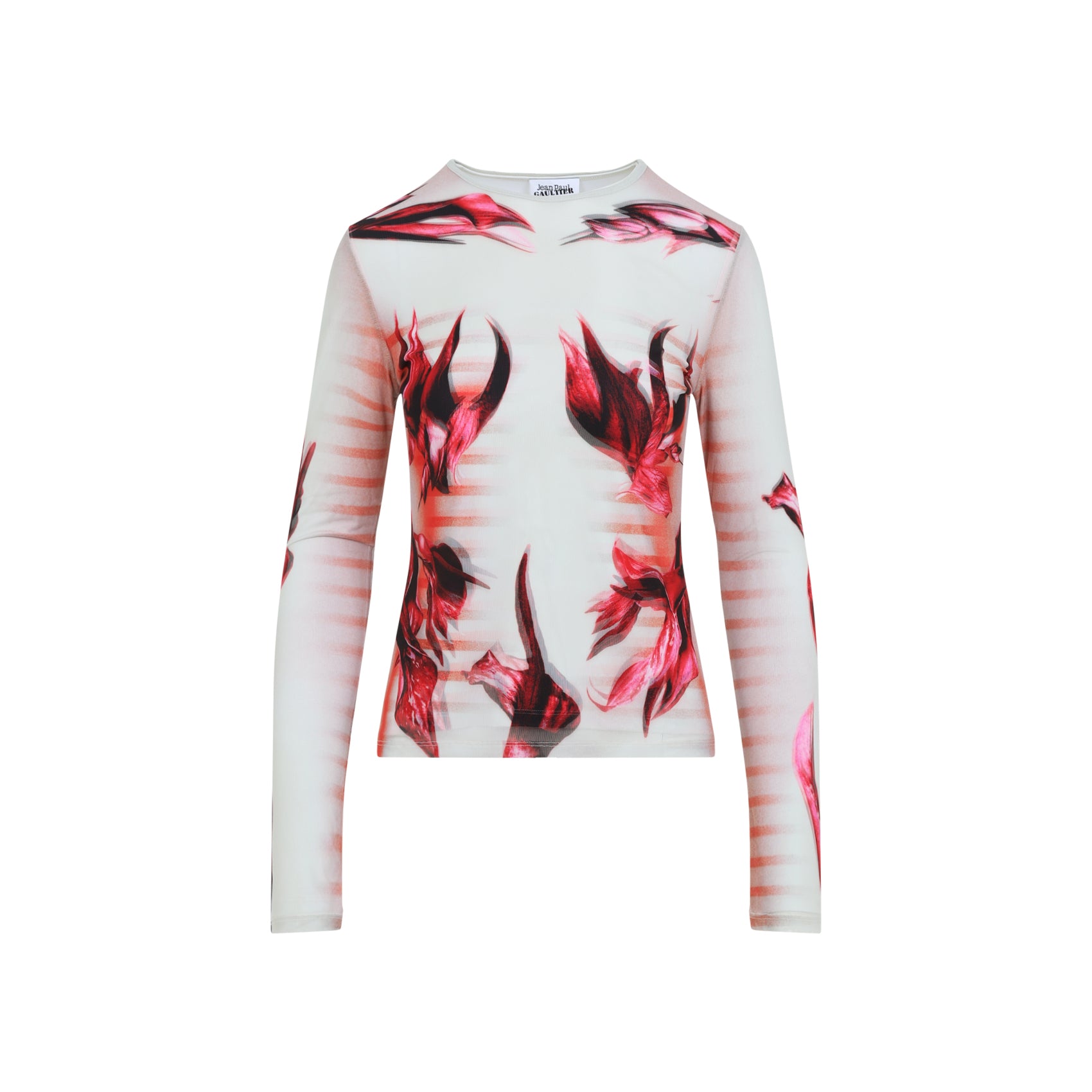 Layered Long Sleeves Top Printed flower Body Morphing Mariniere Pink & Purple Polyamide Elastane