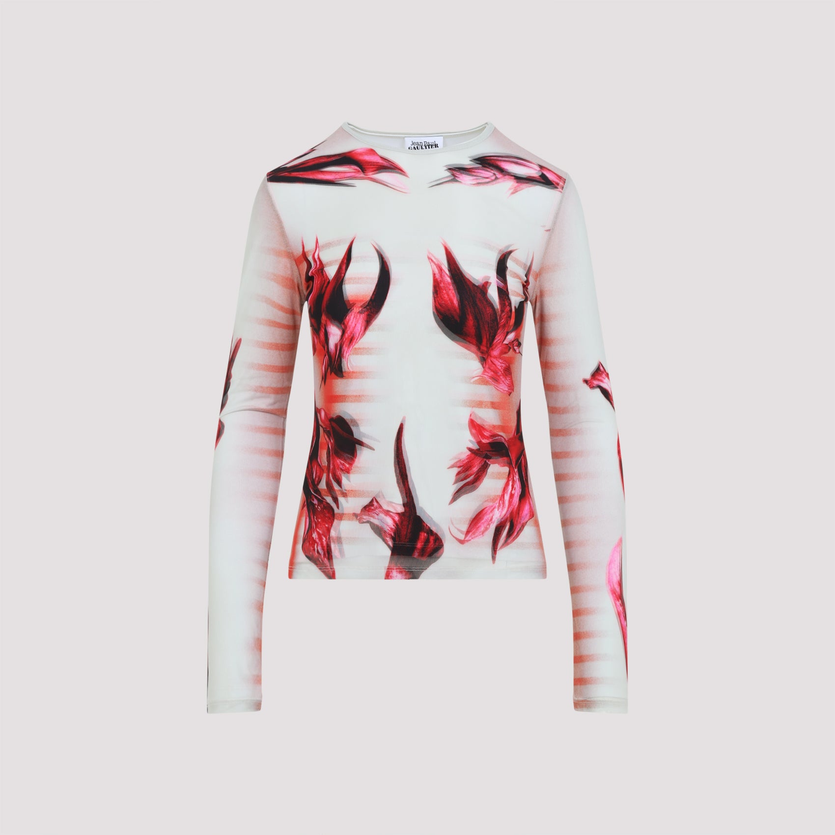 Layered Long Sleeves Top Printed flower Body Morphing Mariniere Pink & Purple Polyamide Elastane