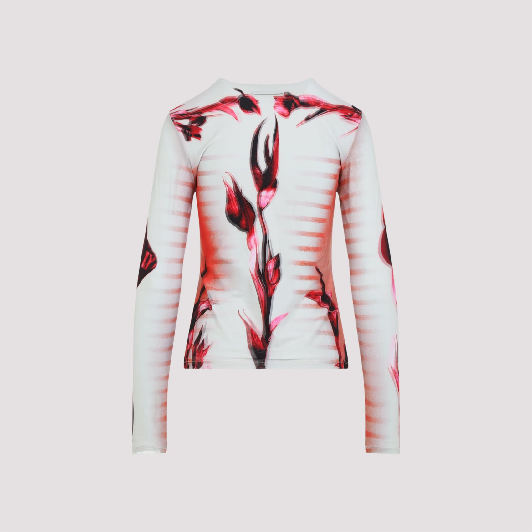 Layered Long Sleeves Top Printed flower Body Morphing Mariniere Pink & Purple Polyamide Elastane