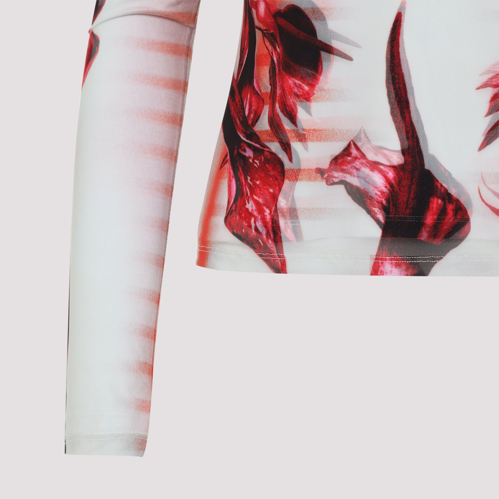 Layered Long Sleeves Top Printed flower Body Morphing Mariniere Pink & Purple Polyamide Elastane