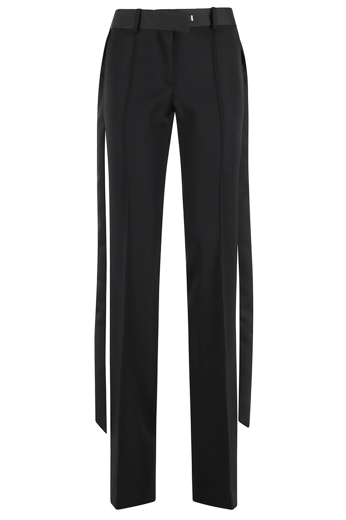 Long Pant Black Lana Vergine Lining: Viscosa Pantaloni