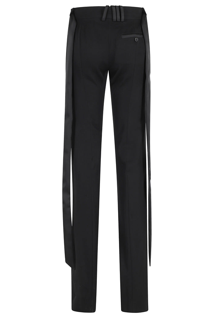 Long Pant Black Lana Vergine Lining: Viscosa Pantaloni