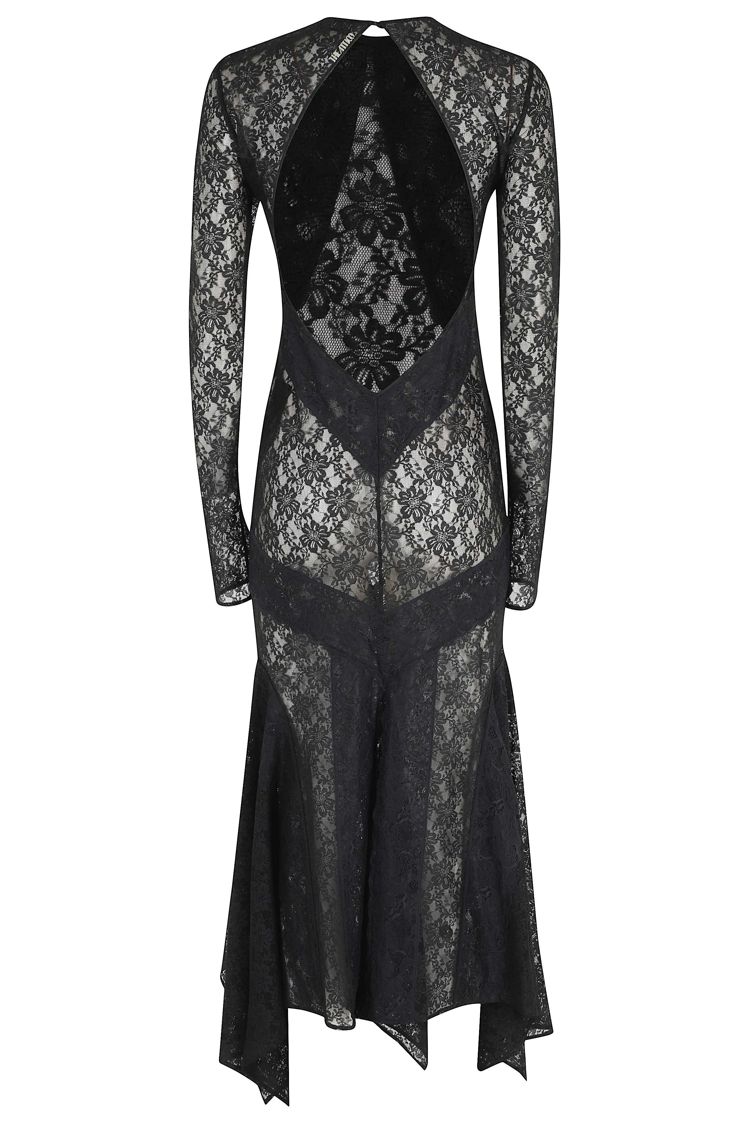 Midi Dress Black Polyamide Elastodiene Abito