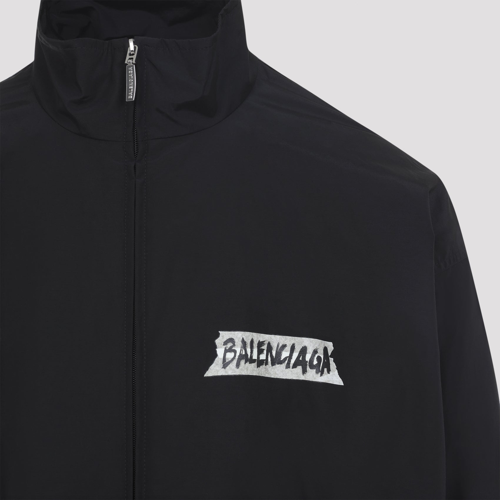 Medium Fit Jacket Black Cotton Polyamide
