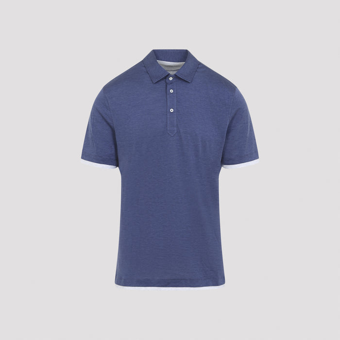 Silk Polo Blue Cotton
