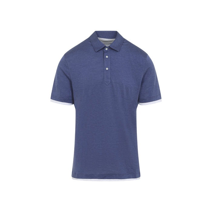 Silk Polo Blue Cotton