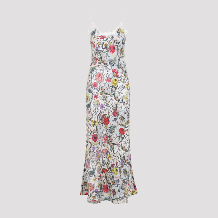 Roberto Cavalli Florentine Flowers Long Dress Silk