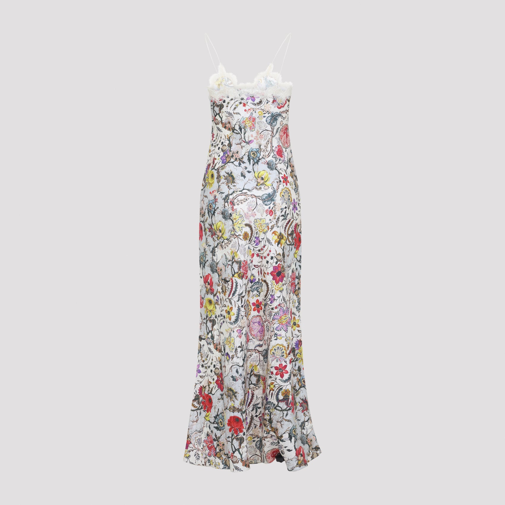 Florentine Flowers Long Dress Nude & Neutrals Silk